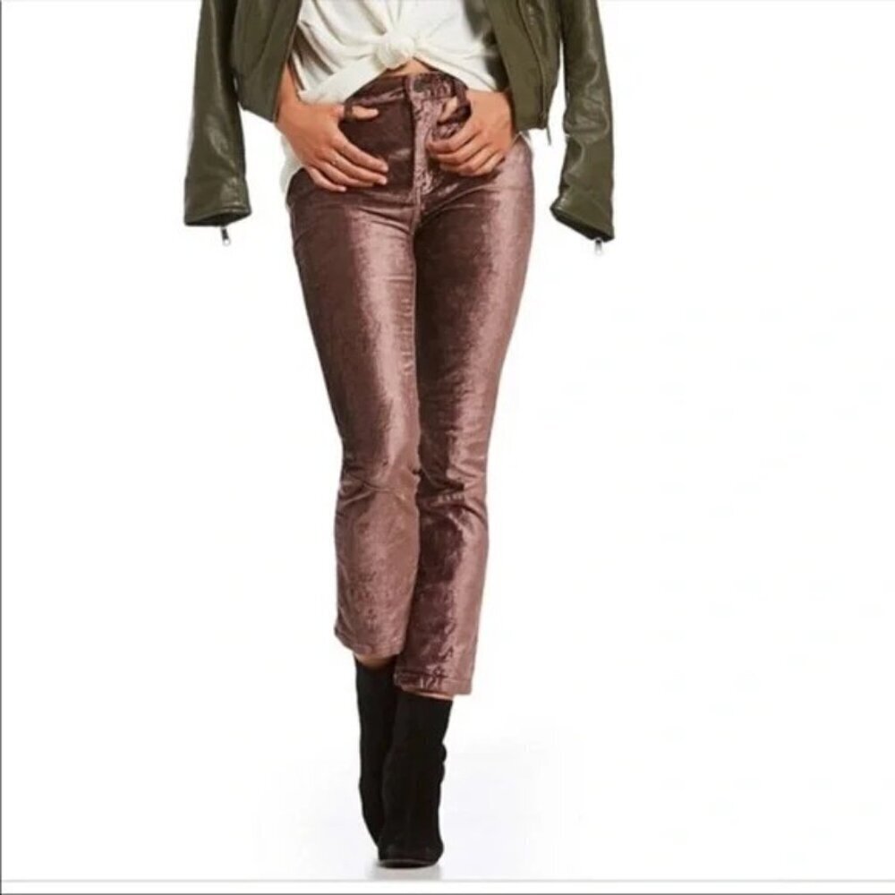 Free People Cropped Kick Flare Crushed Velvet Pants size 26